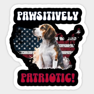 4th of July Independence Day Patriotic Beagle Funny Design for Dog Lovers Sticker